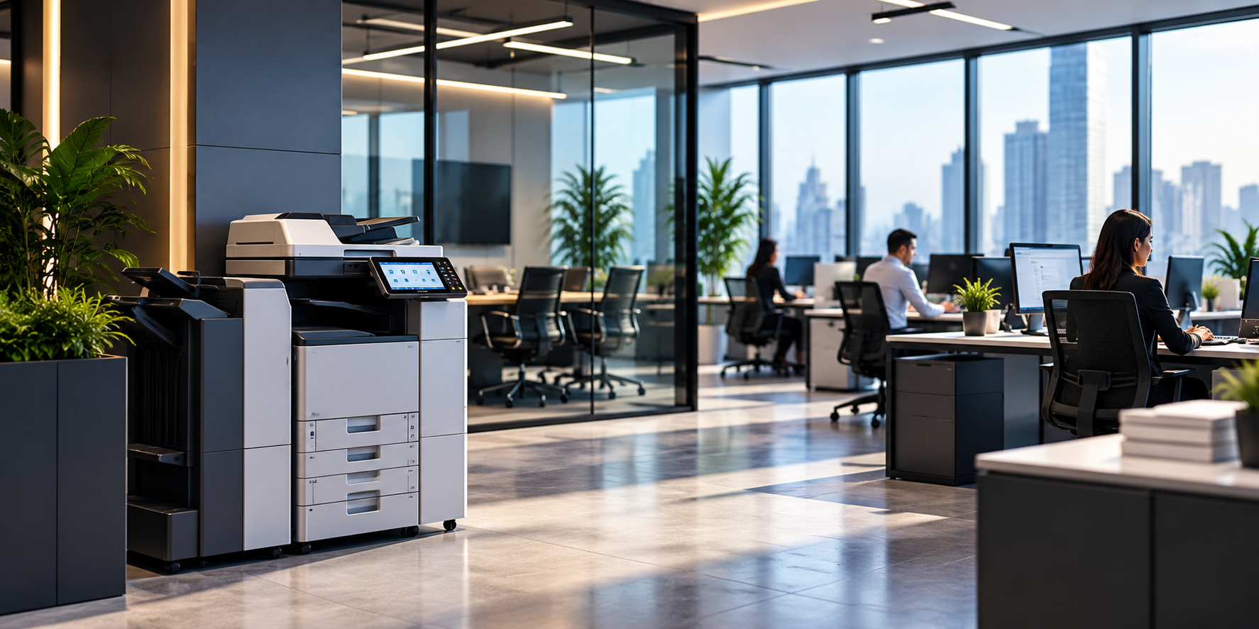 Impressora multifuncional em ambiente corporativo